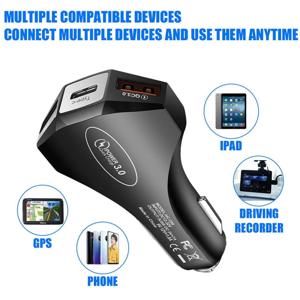 35W Audi USB-C Fast Car Charger – Type-C & USB Auto Charging Adapter S-Line Design