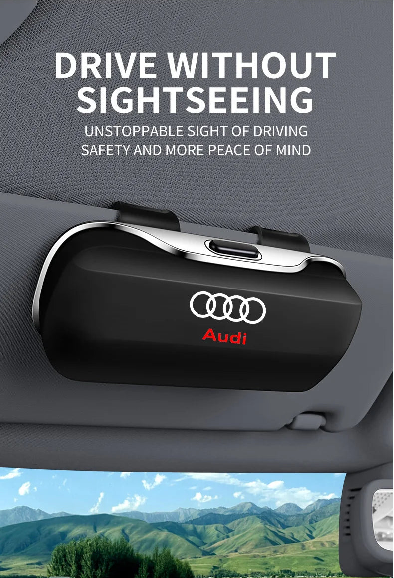 Sunglasses holder for Audi – Premium storage box for sun visors (Q3, Q5, Q7, Q8, A3, A4, A5, A6, A7, A8)