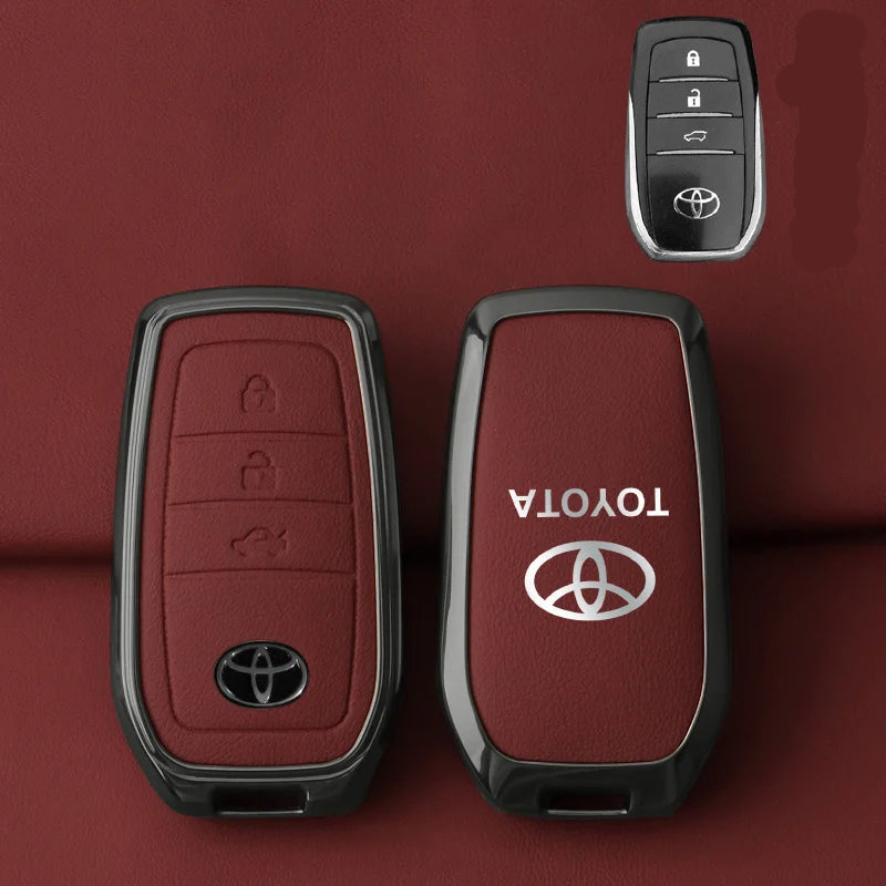 Toyota Zinc Alloy & Leather Key Case – Premium Toyota Key Fob Protection Cover