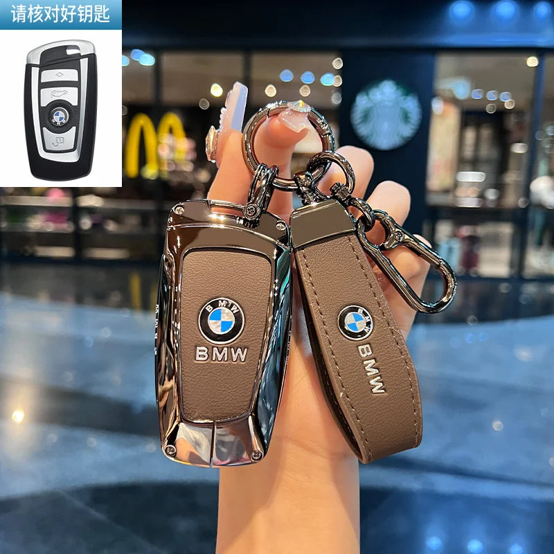 BMW Flip Key Case – Leather Key Fob Cover with Keychain