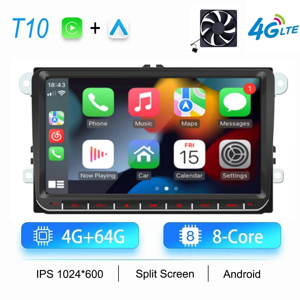 Android multimedia system for Volkswagen with CarPlay, Android Auto & GPS