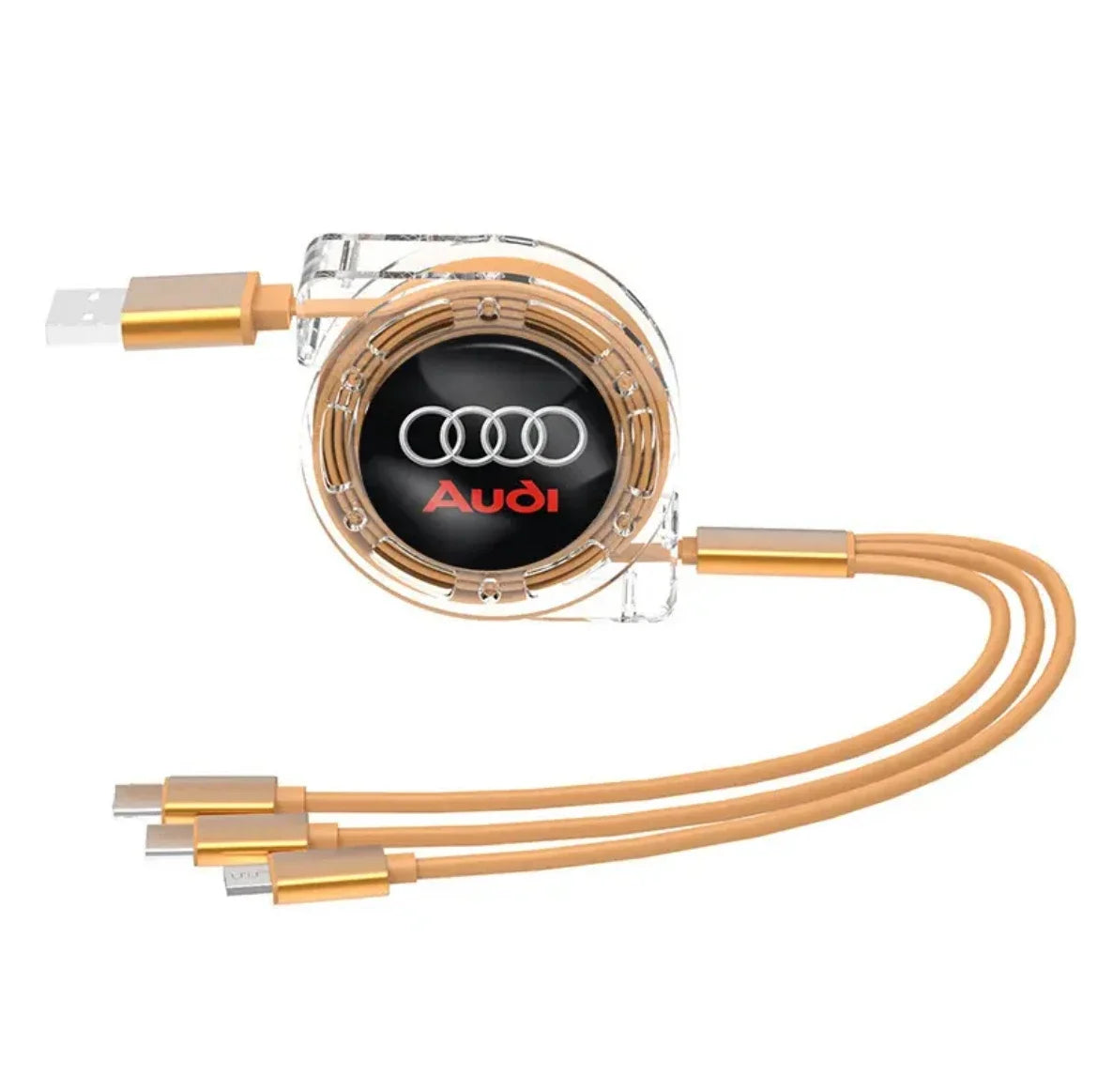 3-in-1 USB charging cable for Audi – multi-charger with Type-C, Micro-USB & Lightning connector