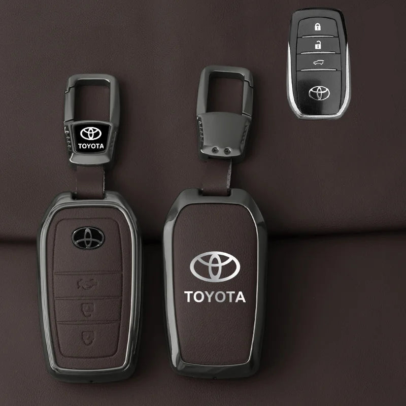 Toyota Zinc Alloy & Leather Key Case – Premium Toyota Key Fob Protection Cover