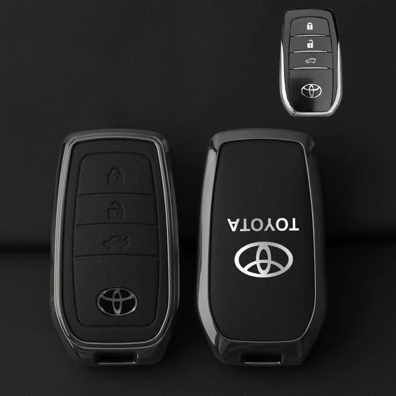 Toyota Zinc Alloy & Leather Key Case – Premium Toyota Key Fob Protection Cover