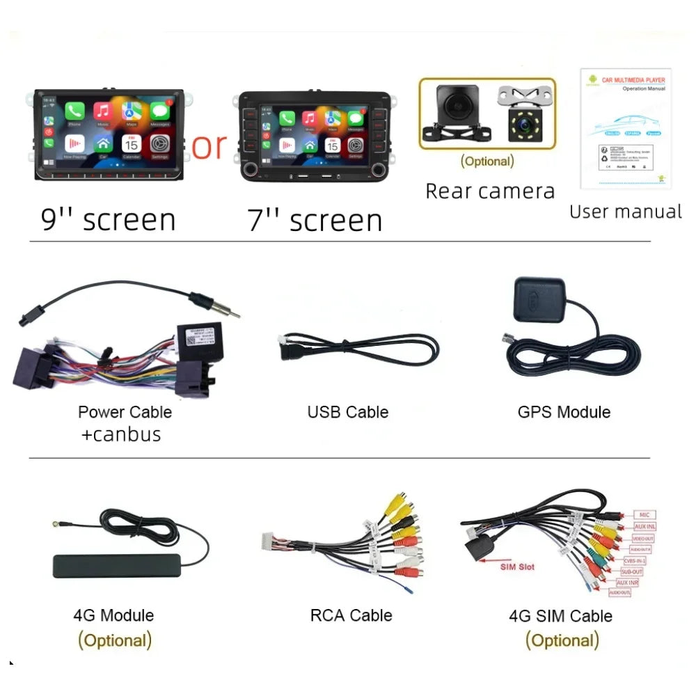 Android multimedia system for Volkswagen with CarPlay, Android Auto & GPS