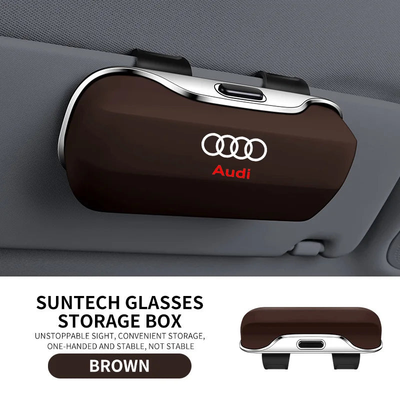 Audi Sunglasses Holder – Premium Sun Visor Storage Box for Q3 Q5 Q7 Q8 A3 A4 A5 A6 A7 A8