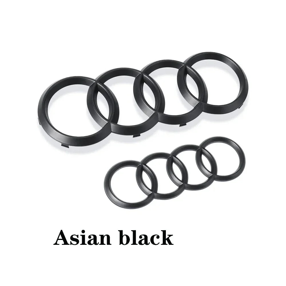 Audi 4-ring black or silver ABS car emblem logo for front grill and rear trunk – A3 A4 A6 Q5 Q8 TT