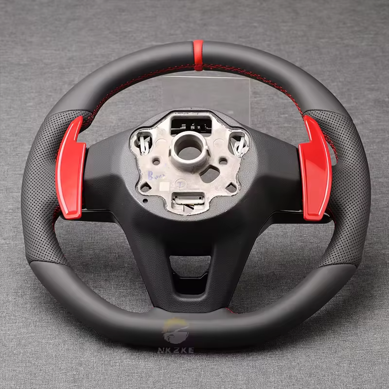 Sports steering wheel made of artificial leather for Volkswagen Golf – Universal premium design