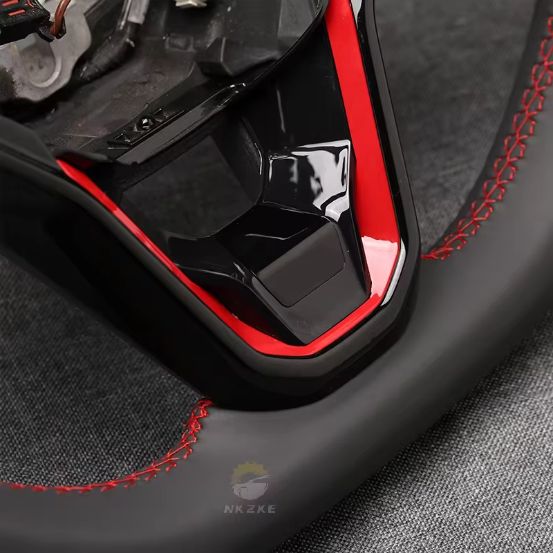 Sports steering wheel made of artificial leather for Volkswagen Golf – Universal premium design