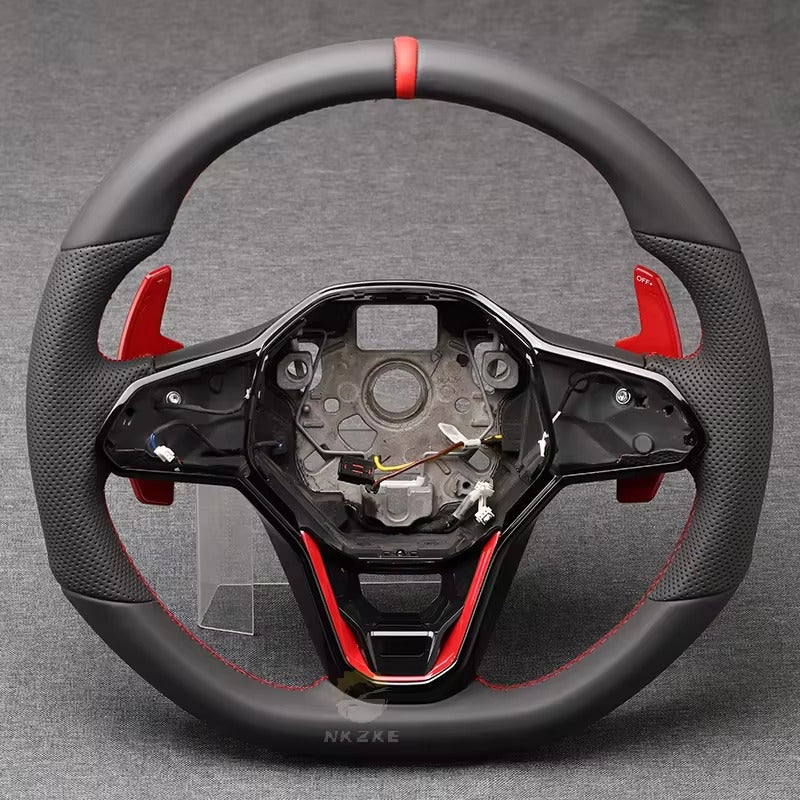 Sports steering wheel made of artificial leather for Volkswagen Golf – Universal premium design