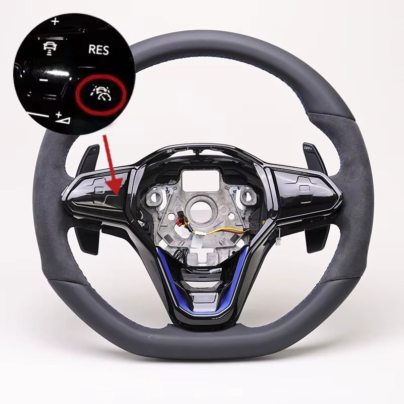 Steering wheel for VW Golf 8 GTI MK8 with touch buttons & shift paddles – Model R