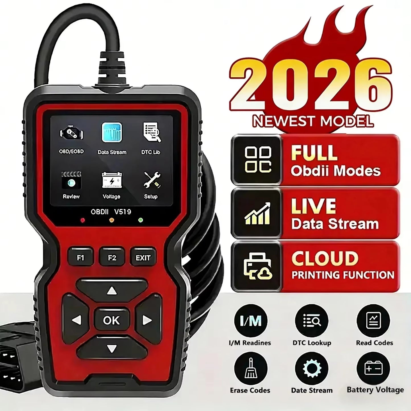 OBD2 Scanner V519 Professional Car Diagnostic Tool – Real-Time Engine Code Reader for 99% Vehicles