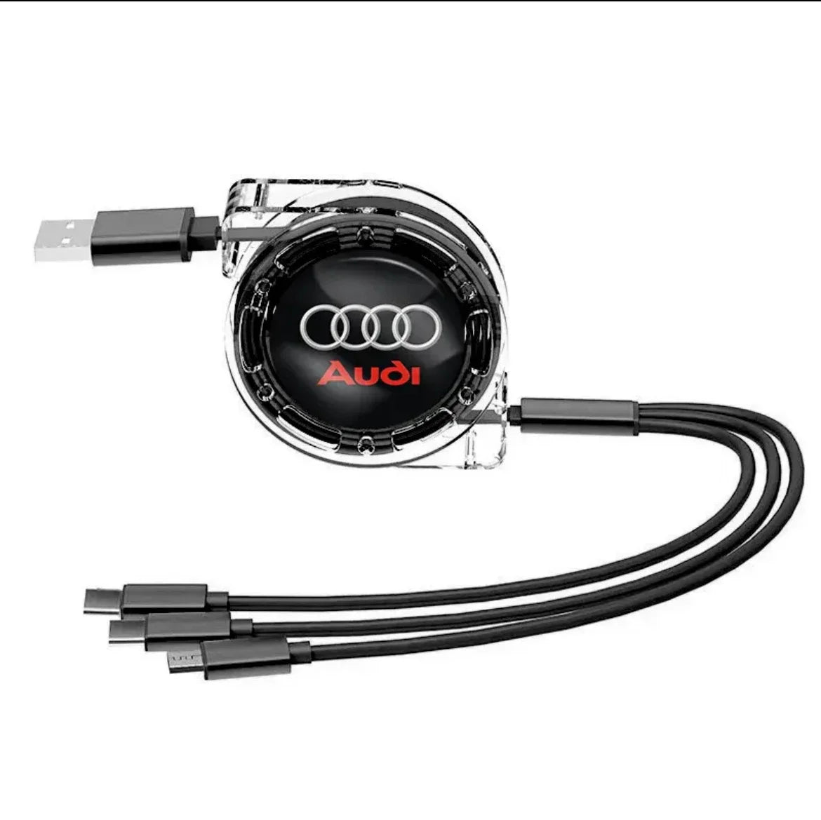 Audi 3-in-1 USB charging cable Type-C Micro USB Lightning multi charger car accessory