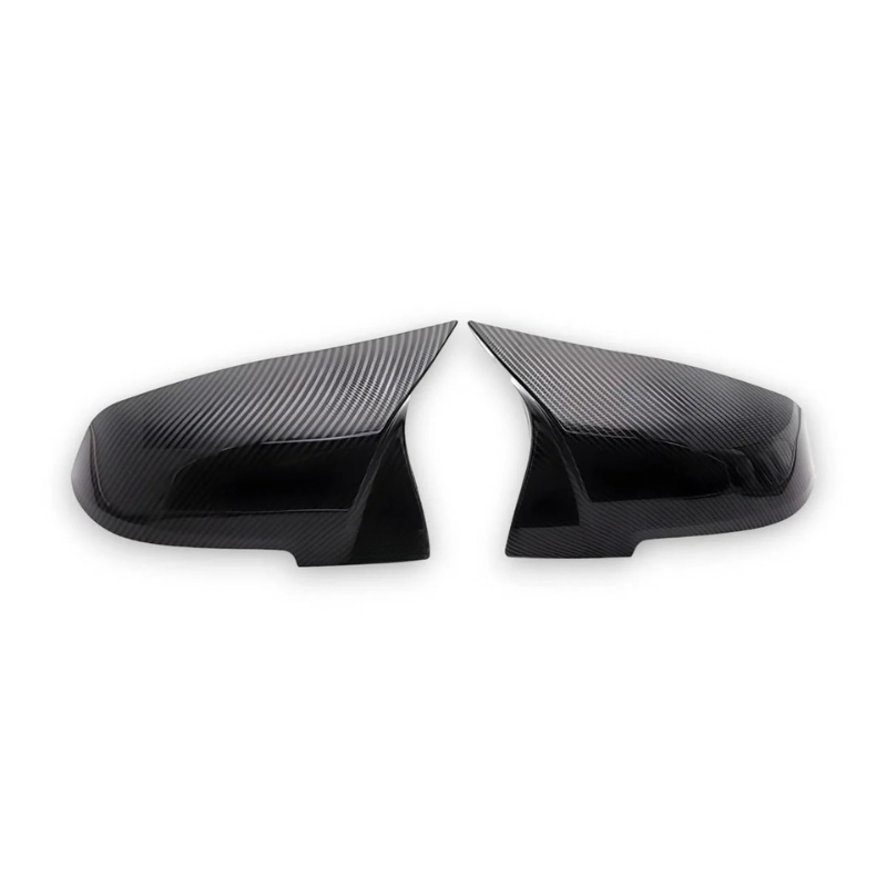 BMW Gloss Black Carbon Print Mirror Caps installed on F30 side mirror