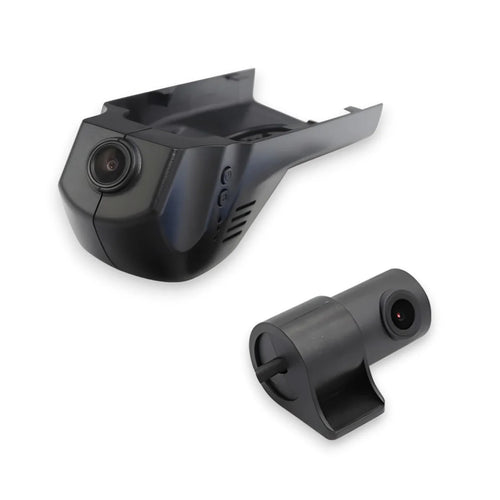 BMW Integrated 4K Dash Camera Kit installed near rearview mirror
