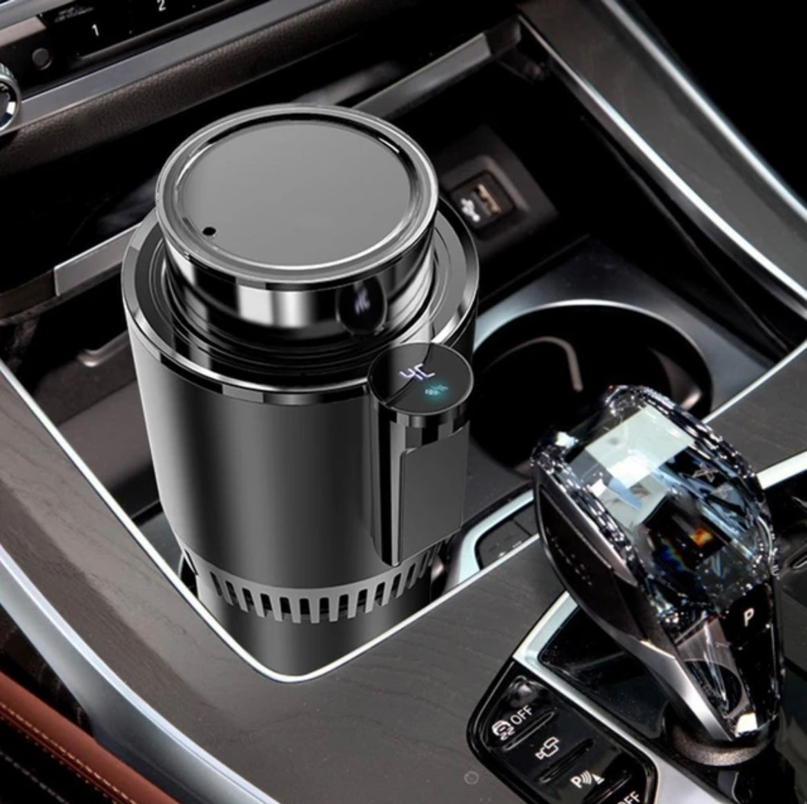 Thermal car cup holder with temperature control