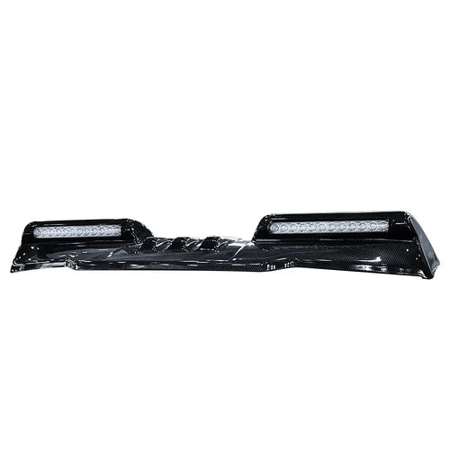 Carbon look LED roof light bar pod for Ford F-150 Raptor featuring integrated lighting and aggressive off-road exterior styling.