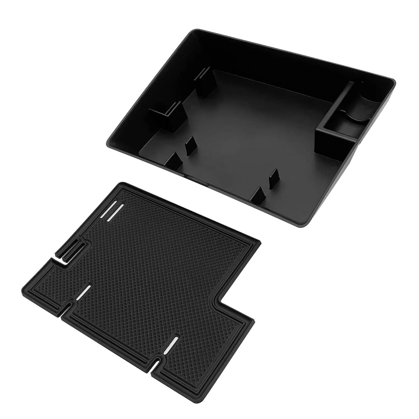 Custom dashboard storage organizer tray for Ford F-150, F-250 and F-350 with ABS construction, anti-slip rubber inserts and OEM-style fit.