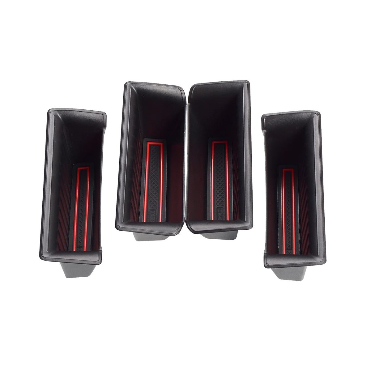 4 piece door handle storage organizer tray set for Dodge Ram 1500 2019 to 2026 in durable ABS with black or red options.