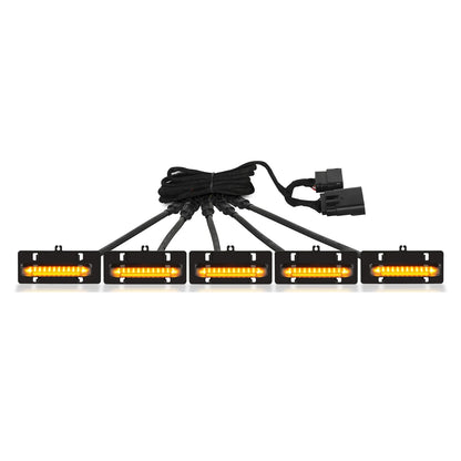 Yellow front grille LED lights for Ford F150 XL and XLT 2021 to 2023 with aggressive truck styling.