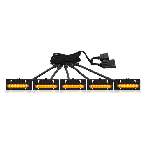 Yellow front grille LED lights for Ford F150 XL and XLT 2021 to 2023 with aggressive truck styling.