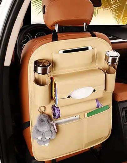 Universal Car Seat Back Organizer Bag – Premium PU Leather Multi-Pocket Storage Solution for Cars & SUVs