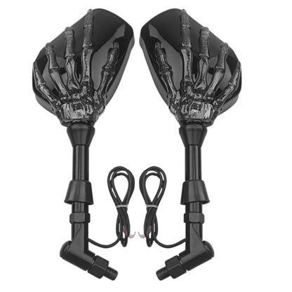 LED Skeleton Claw Motorcycle Mirrors – Universal 10mm Rearview Mirror Set