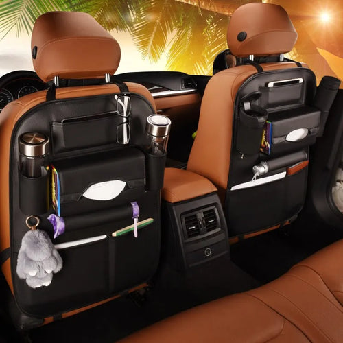 Universal Car Seat Back Organizer Bag – Premium PU Leather Multi-Pocket Storage Solution for Cars & SUVs