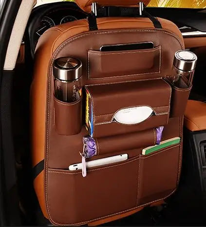 Universal Car Seat Back Organizer Bag – Premium PU Leather Multi-Pocket Storage Solution for Cars & SUVs