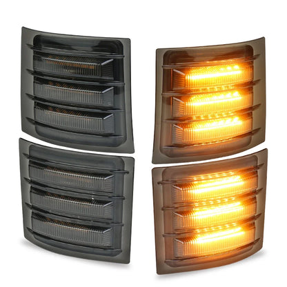 LED corner side marker turn signal lights for Chevy C K 1500 2500 3500 and Silverado with waterproof ABS housing and PC lens.