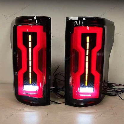 LED tail lights for Ford F150 2015 to 2020 with dynamic sequential turn signals and modern rear light assemblies.