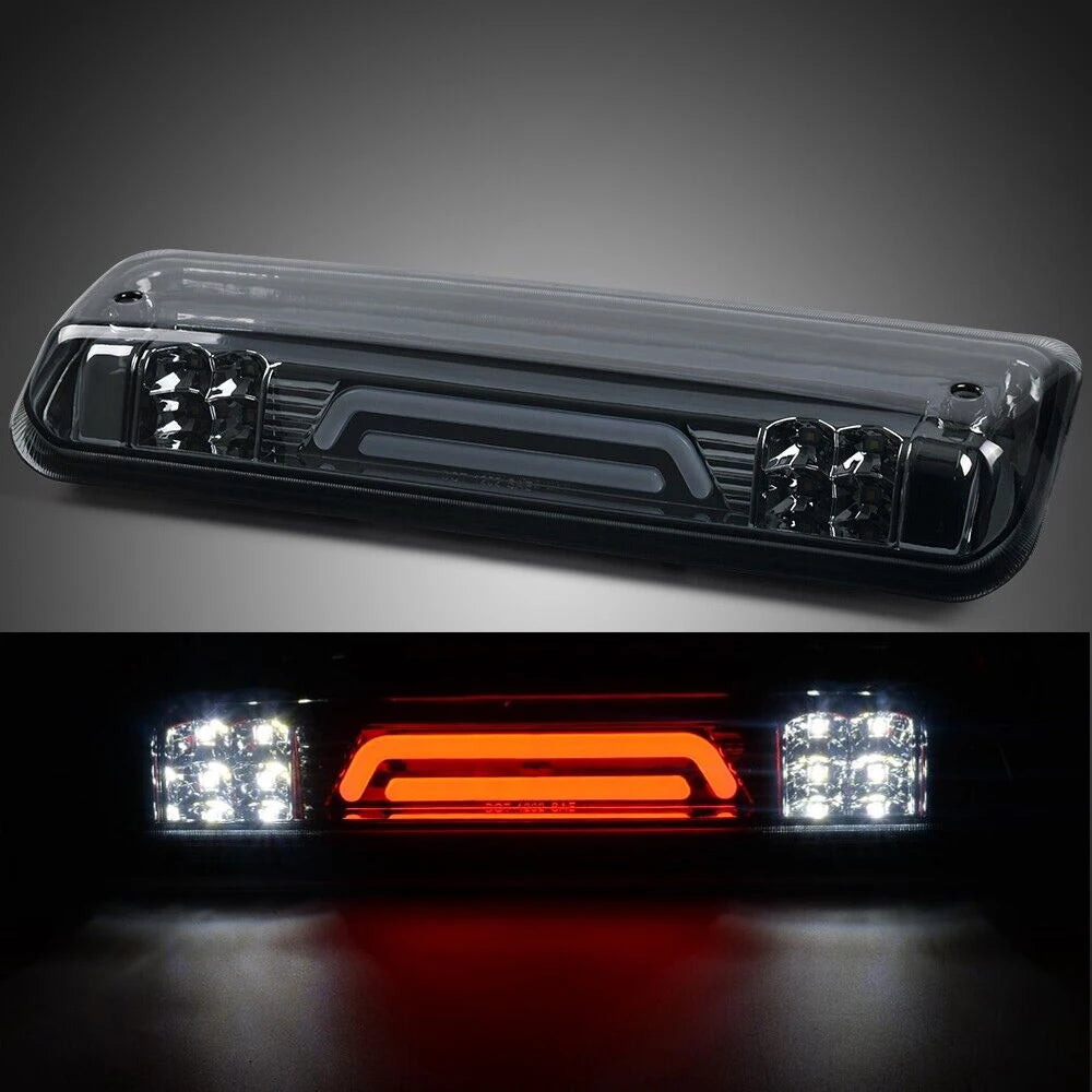 Smoked LED third brake light with red brake LEDs and white cargo lights for Ford F150 2004 to 2008.