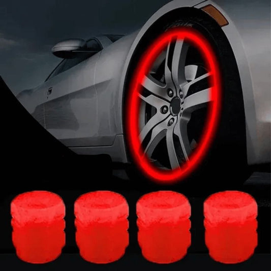 8 Stück leuchtende Reifenventilkappen für Autos – fluoreszierend und wetterfest

