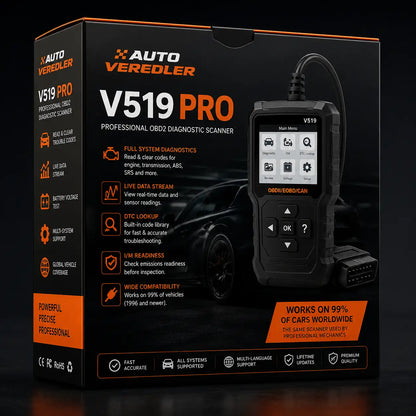 Professional OBD2 scanner compatible with 99% of cars. Real-time engine diagnostics, fault code reader and reset tool used by mechanics worldwide.