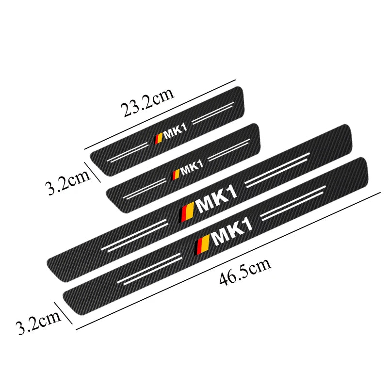 Carbon Fiber Door Sill Stickers for Volkswagen Golf – Protective Strips for all MK Models (4-Piece Set)