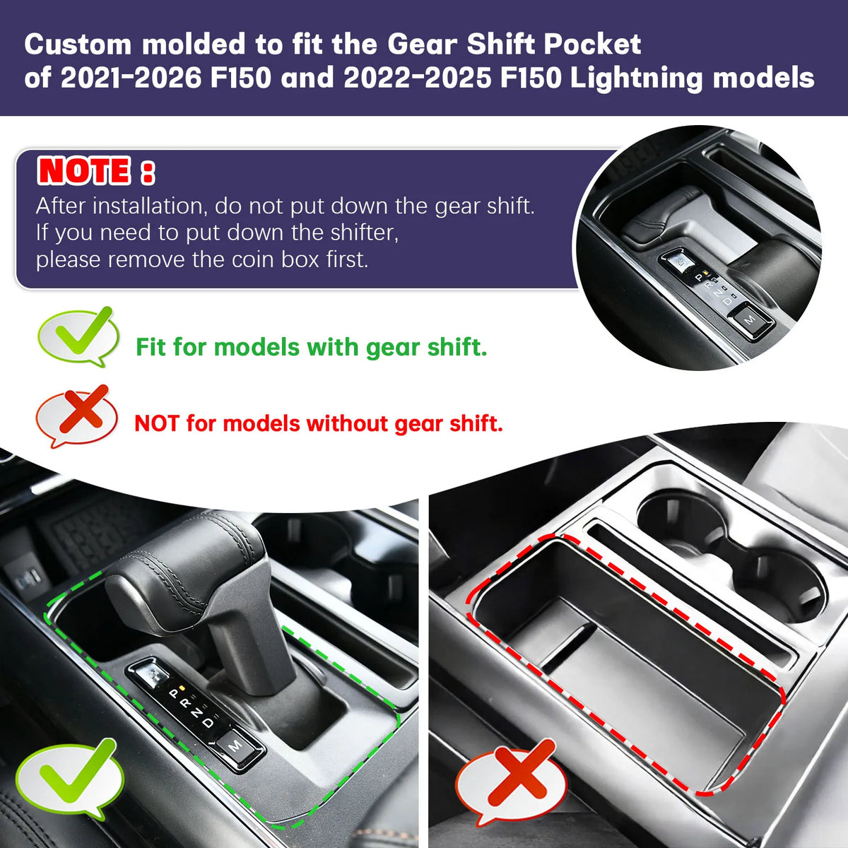 Center Console Coin Holder Tray for Ford F-150 & F-150 Lightning (2021–2026)