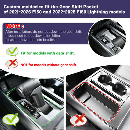 Center Console Coin Holder Tray for Ford F-150 & F-150 Lightning (2021–2026)
