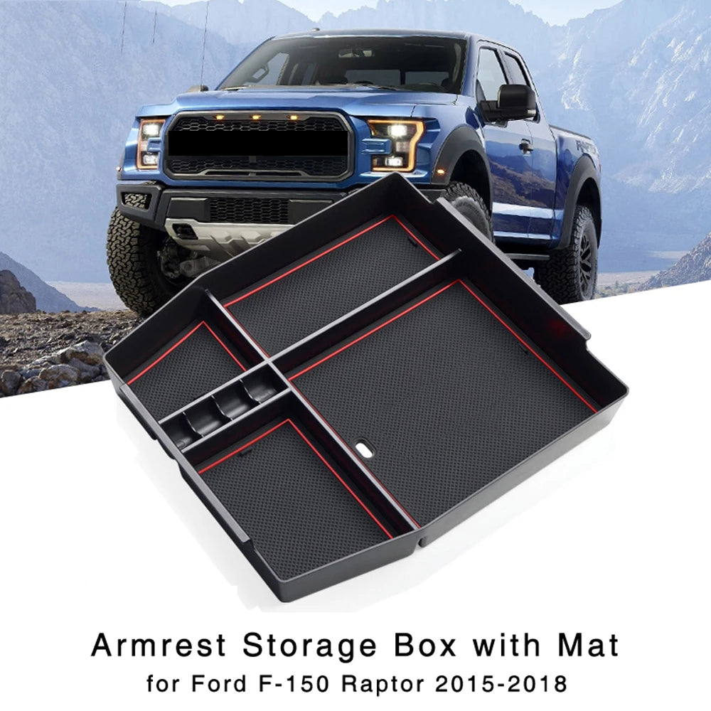Center Console Armrest Organizer Tray for Ford F-150 & Raptor (2015–2018)