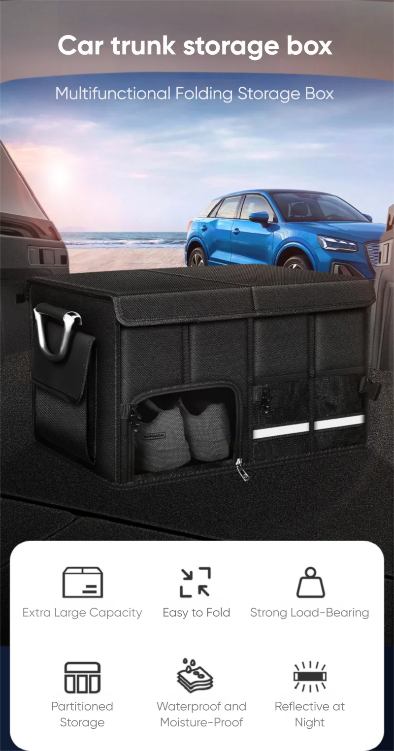 Portable Foldable Car Trunk Organizer – Waterproof Oxford Storage Box up to 92L
