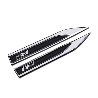 Emblème métallique 3D R-Line pour VW – Autocollant pour ailes latérales (lot de 2)