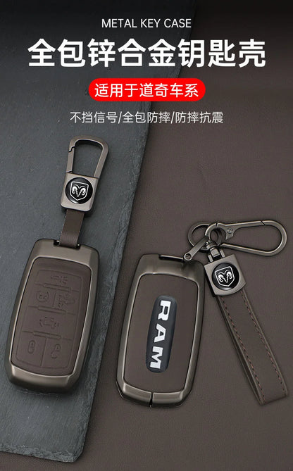 Leather Key Fob Cover for Dodge Ram 1500 2500 3500 4500 5500 TRX and Rebel