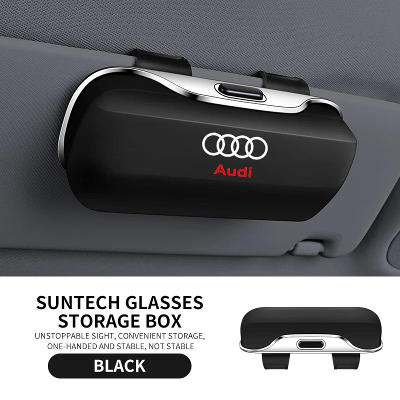 Audi Sunglasses Holder – Premium Sun Visor Storage Box for Q3 Q5 Q7 Q8 A3 A4 A5 A6 A7 A8