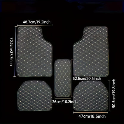 Universal 5PCS Car Floor Mats – Waterproof PU Leather Auto Interior Protection Set for Most Vehicles