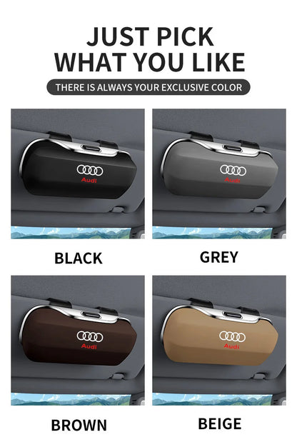 Sunglasses holder for Audi – Premium storage box for sun visors (Q3, Q5, Q7, Q8, A3, A4, A5, A6, A7, A8)