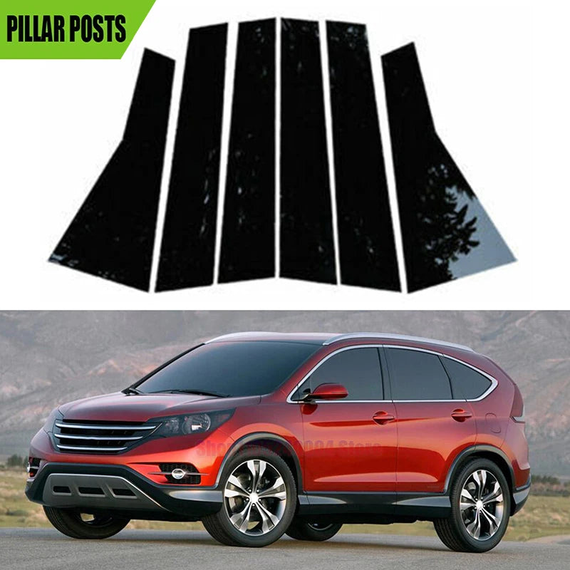Gloss Black Door Pillar Trim Covers for Honda CRV 2012 to 2016 6 Piece Set