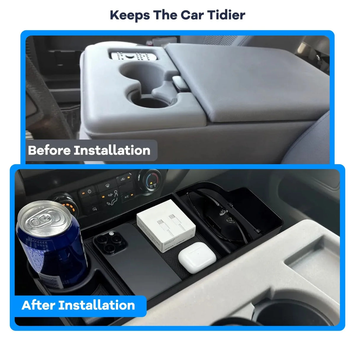Front Console Organizer Tray for Ford F-Series Trucks (2011–2025)