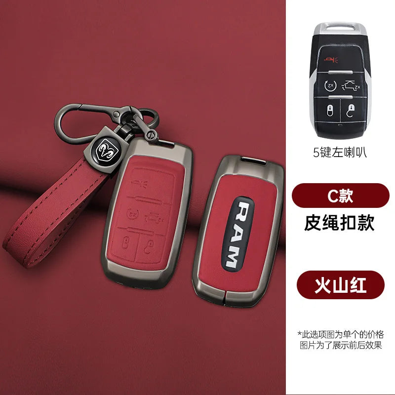 Leather Key Fob Cover for Dodge Ram 1500 2500 3500 4500 5500 TRX and Rebel