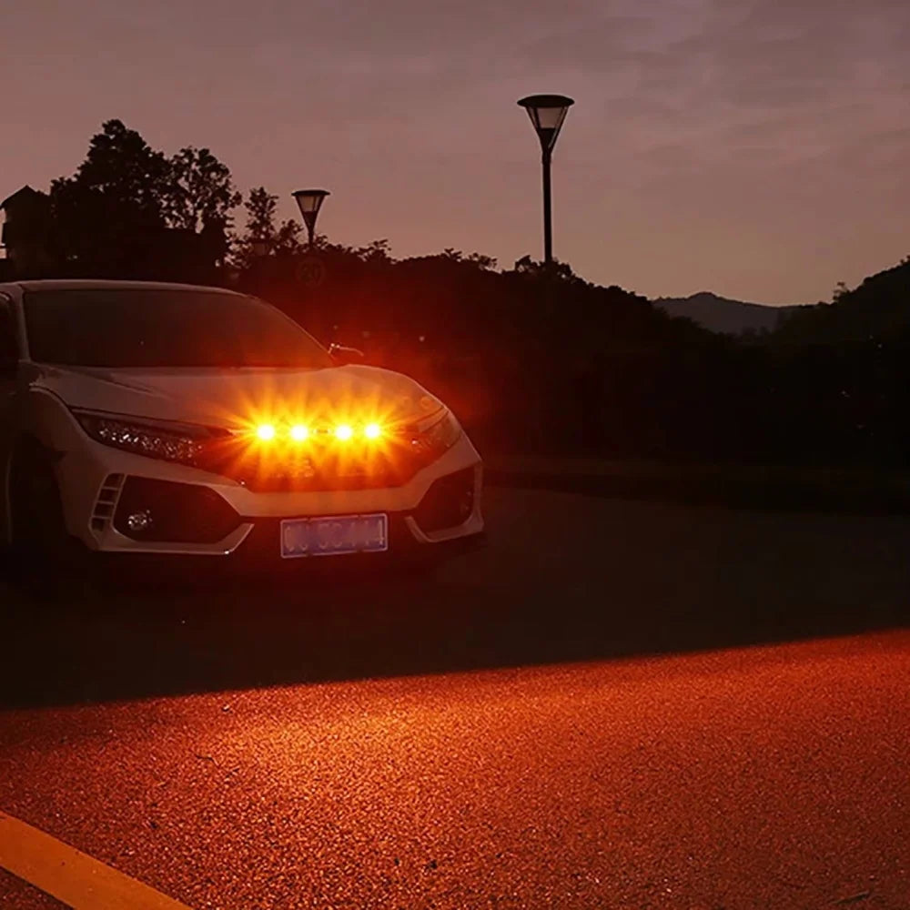 Universal LED Grille Marker Lights – Smoked Amber 12V Off-Road Light Kit