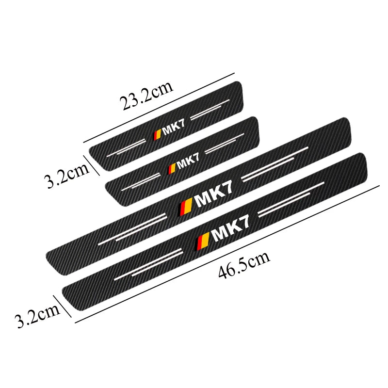 Carbon Fiber Door Sill Stickers for Volkswagen Golf – Protective Strips for all MK Models (4-Piece Set)