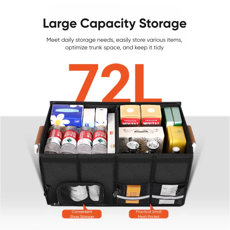 Portable Foldable Car Trunk Organizer – Waterproof Oxford Storage Box up to 92L